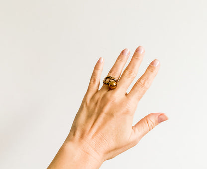 Kinetic bronze modernist ring, Valo Koru Finland