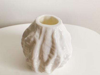 Milk glass bark textured vase, Ingrid Austria, 1970s