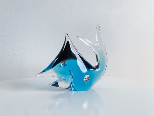 Figurine Fish in Sommerso technique, FM Konstglas, Marcolin, 1960s