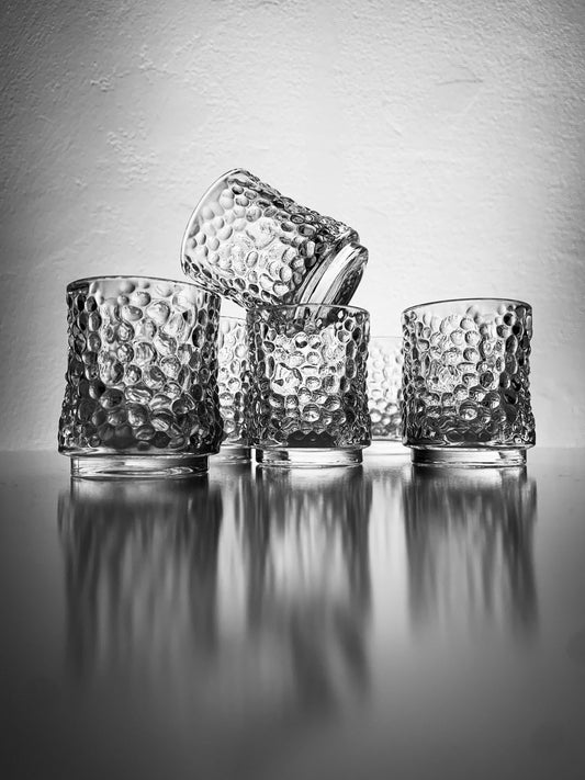 Set of 6 crystal modernist shot glasses Lara, designer Eero Rislakki, 1968-71 Finland