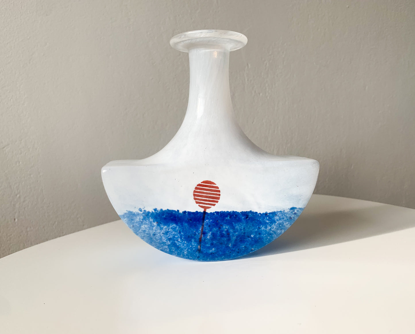 Vase and bottle July series boat shape. Designer Kjell Engman, Kosta Boda, 1980s