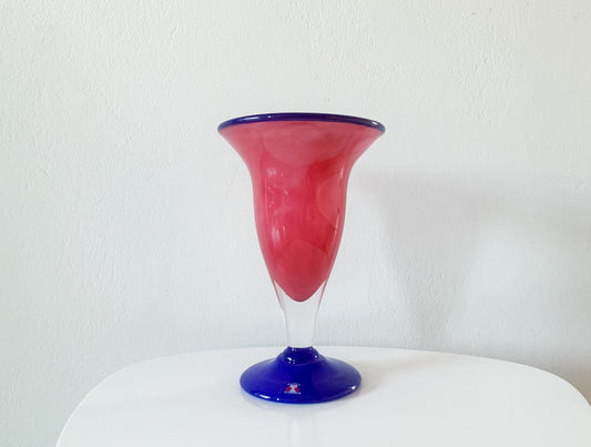 Handmade rose blue substantial vase by Studiolasi Finland, 1997