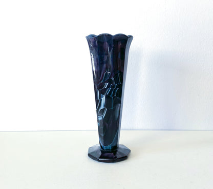 Vintage Art Deco marble glass vase Riihimäen lasi, Finland 1940s