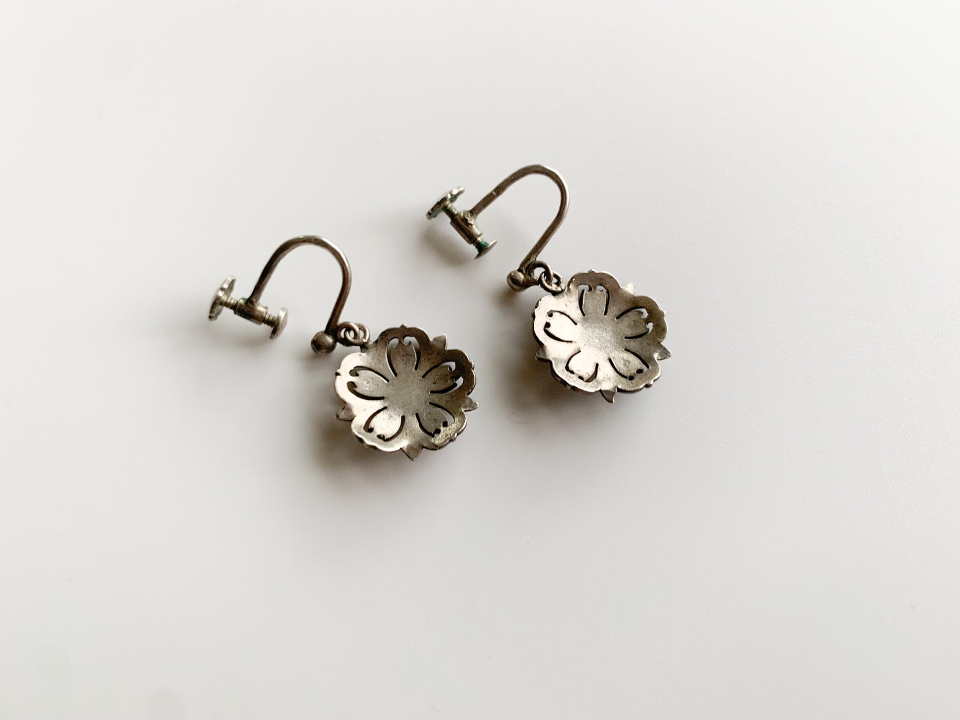 Vintage silver earrings with screws, Tillander Finland