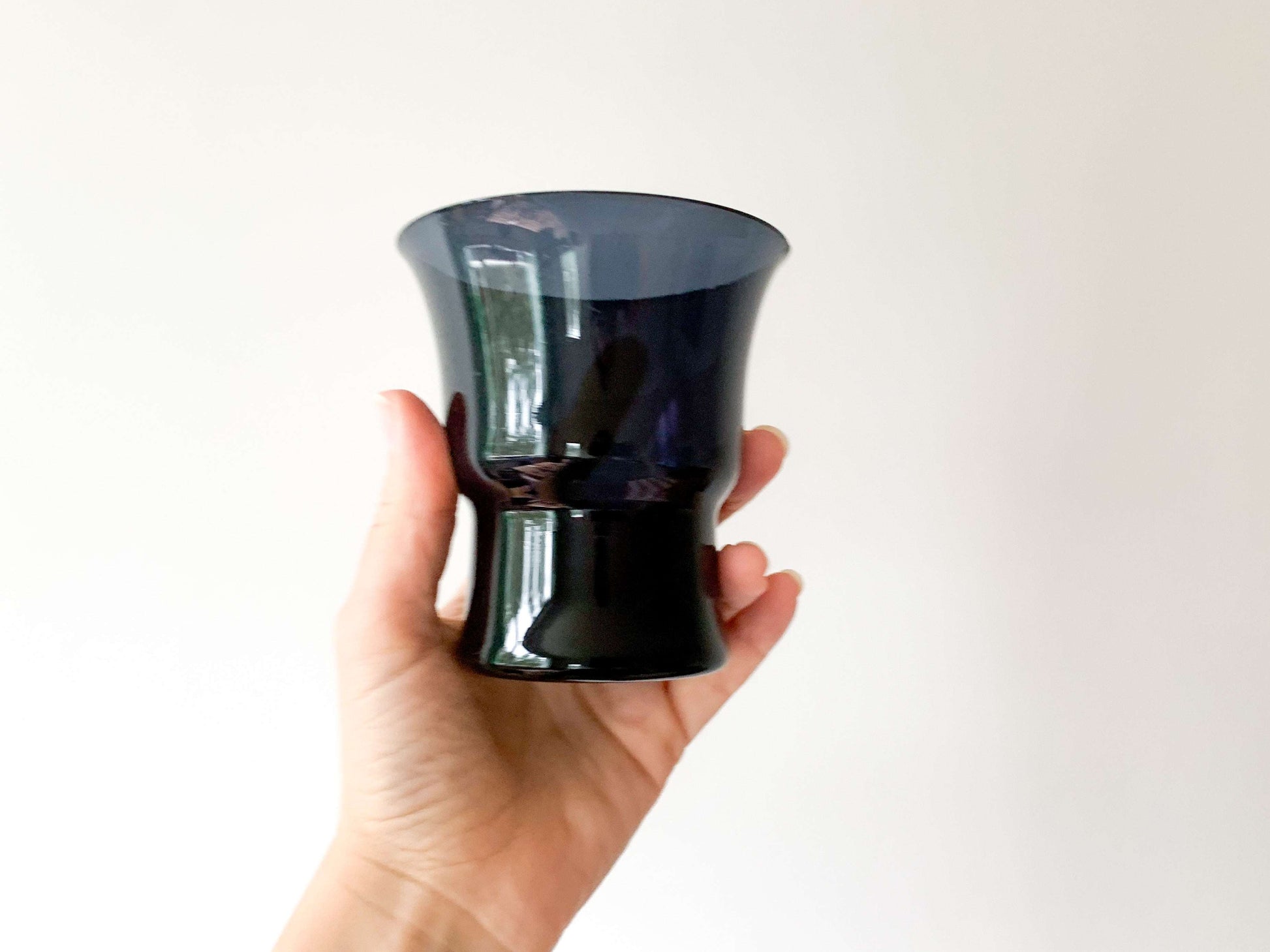 Dark purple glass vase, designer Saara Hopea, Nuutajärvi, Finland