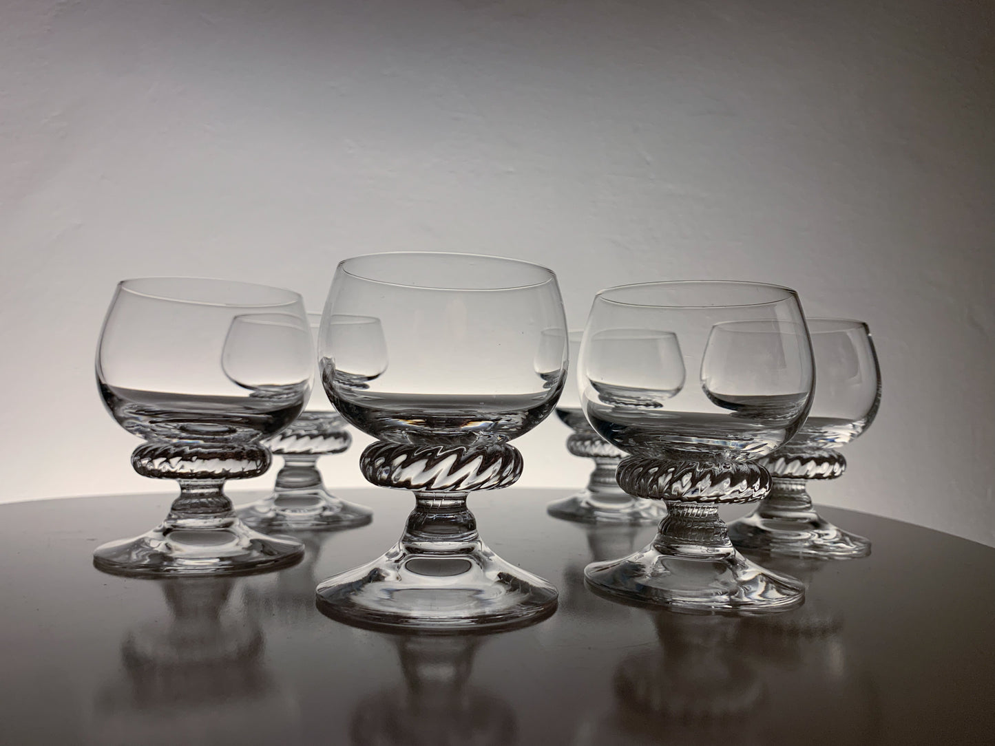 Vintage set of 6 cocktail glasses Monrepos, design Heikki Orvola, Nuutajarvi Finland 1979-80