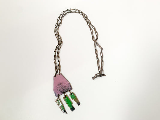 Vintage necklace in copper and enamel, design Anja Mäkinen, Finland 1970s